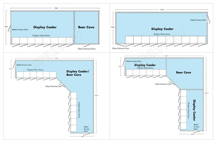 Display Walk in Cooler/ Freezer/ Chamber with 45 Glass Door for Beer Cave